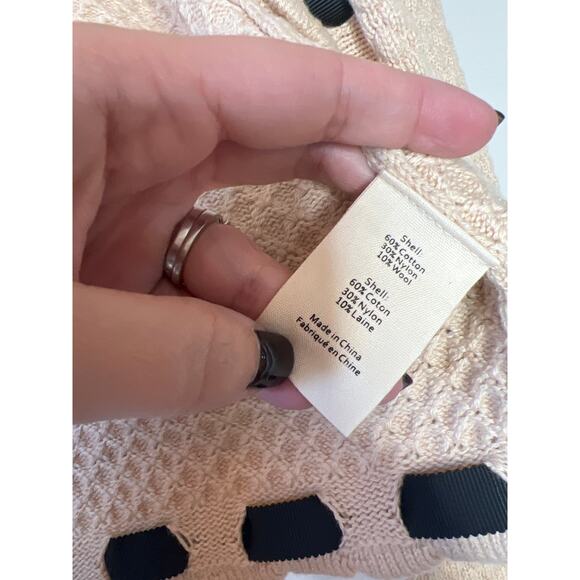 NWT L'Agence Strong Shoulder Decorative Knit Pockets Open Cardigan Cream XS - Picture 6 of 8